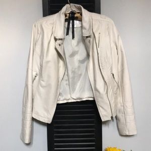 Cream faux leather coat